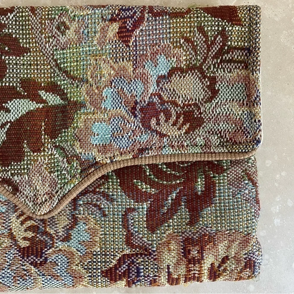 Tibor Handbags California Vintage Floral Tapestry Bohemian Foldover Clutch
